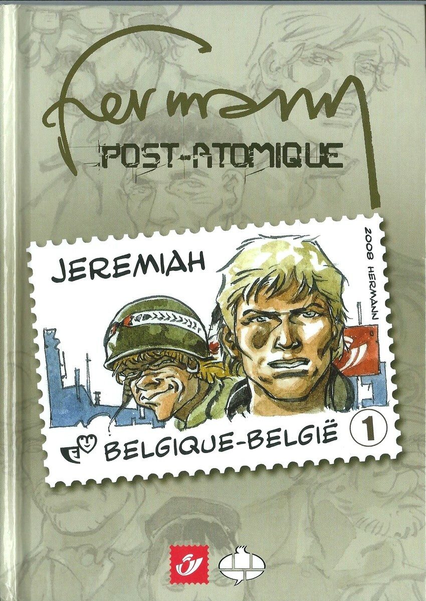 RARE EO N° HERMANN + TIMBRE + JOLI DESSIN ORIGINAL SIGNÉ + JEREMIAH : POST-ATOOM