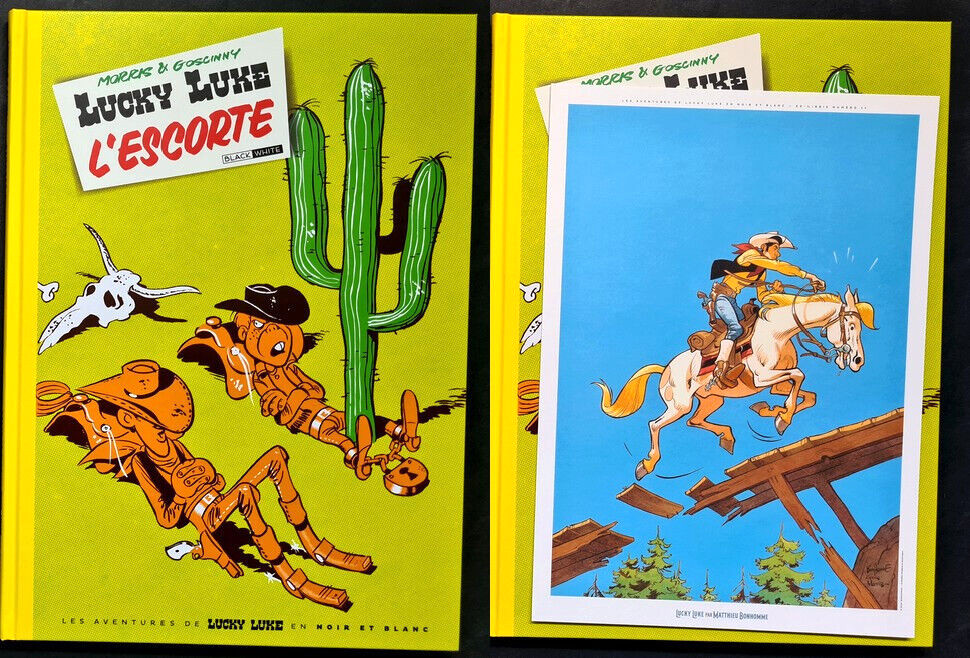 EO TIMBRÉE N° MORRIS & GOSCINNY LUCKY LUKE NOIR & BLANC + BONUS : L'ESCORTE