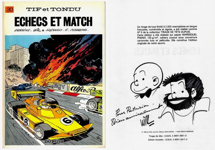 1982 EO WILL + DESBERG + DESSIN ORIGINAL + TIF ET TONDU n° 30 : ÉCHECS ET MATCH
