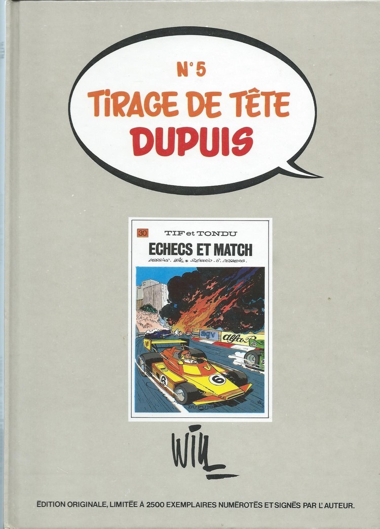 EO TIRAGE DE TÊTE DUPUIS 5 N° & SIGNÉ PAR WILL TIF ET TONDU 30 : ÉCHECS ET MATCH