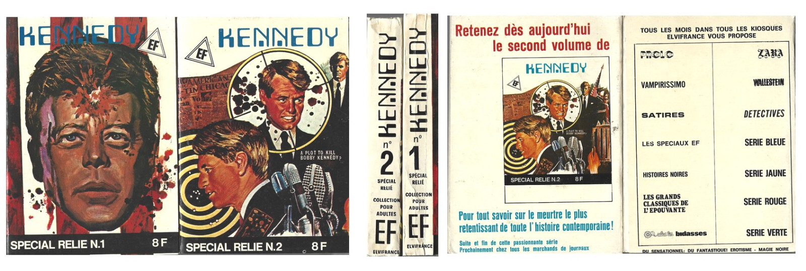 RARE EO 2 RELIURE ÉDITEUR BD PETIT FORMAT INTÉGRALE " KENNEDY " TOME 1 À 6