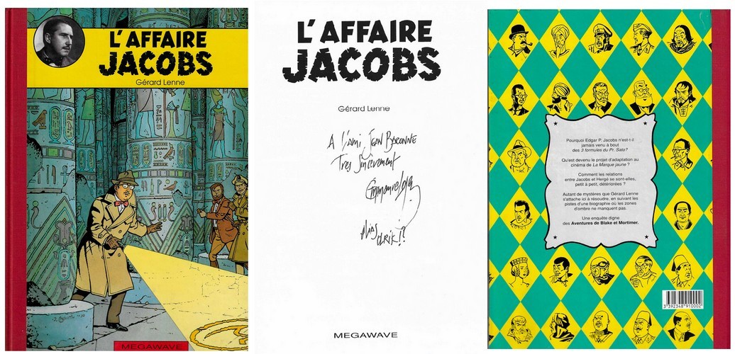 RARE EO E.P. JACOBS + GÉRARD LENNE + BELLE DÉDICACE + ÉTUDE : L'AFFAIRE JACOBS