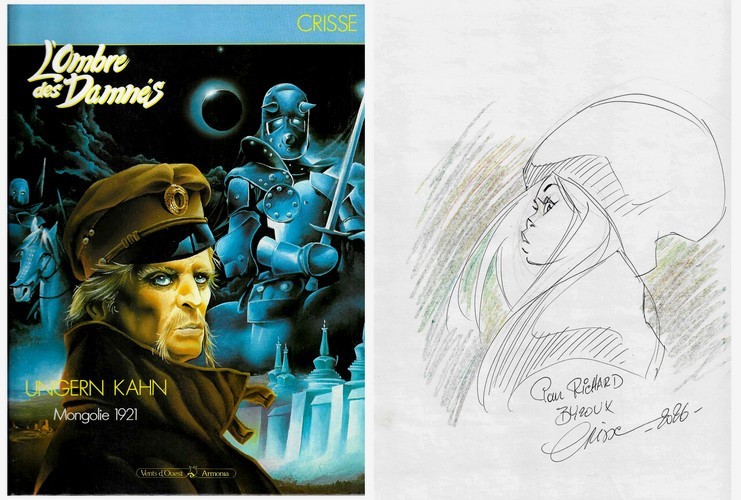 1988 EO CRISSE + SUPERBE DESSIN ORIGINAL + L'OMBRE DES DAMNÉS : UNGERN KAHN
