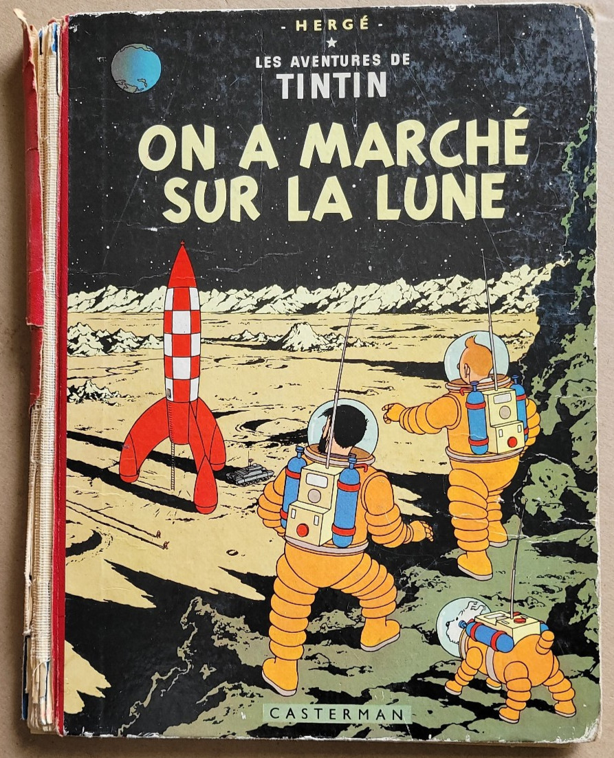 Tintin ; On a marché sur la Lune HERGE éd Casterman 4è plat B11 1954 EO