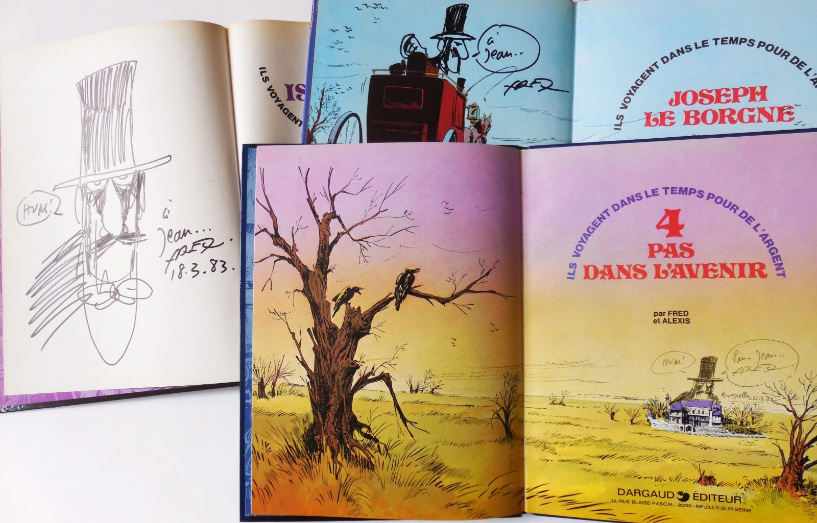 LOT 3 x FRED « Histoires fantastiques » + dessins-dédicaces, EO/TBE