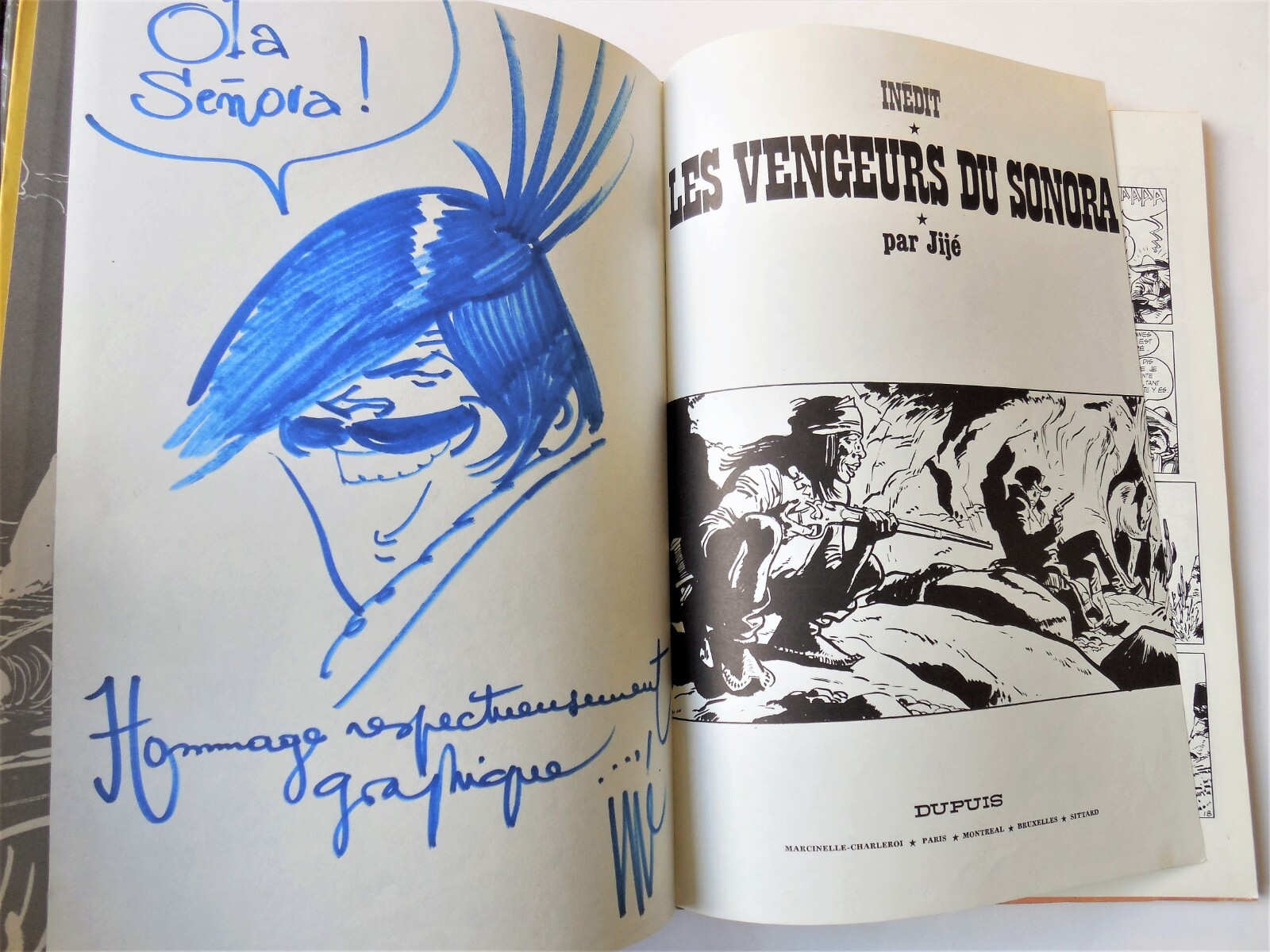 JERRY SPRING «  Les Vengeurs de Sonora » + dessin, EO/BE