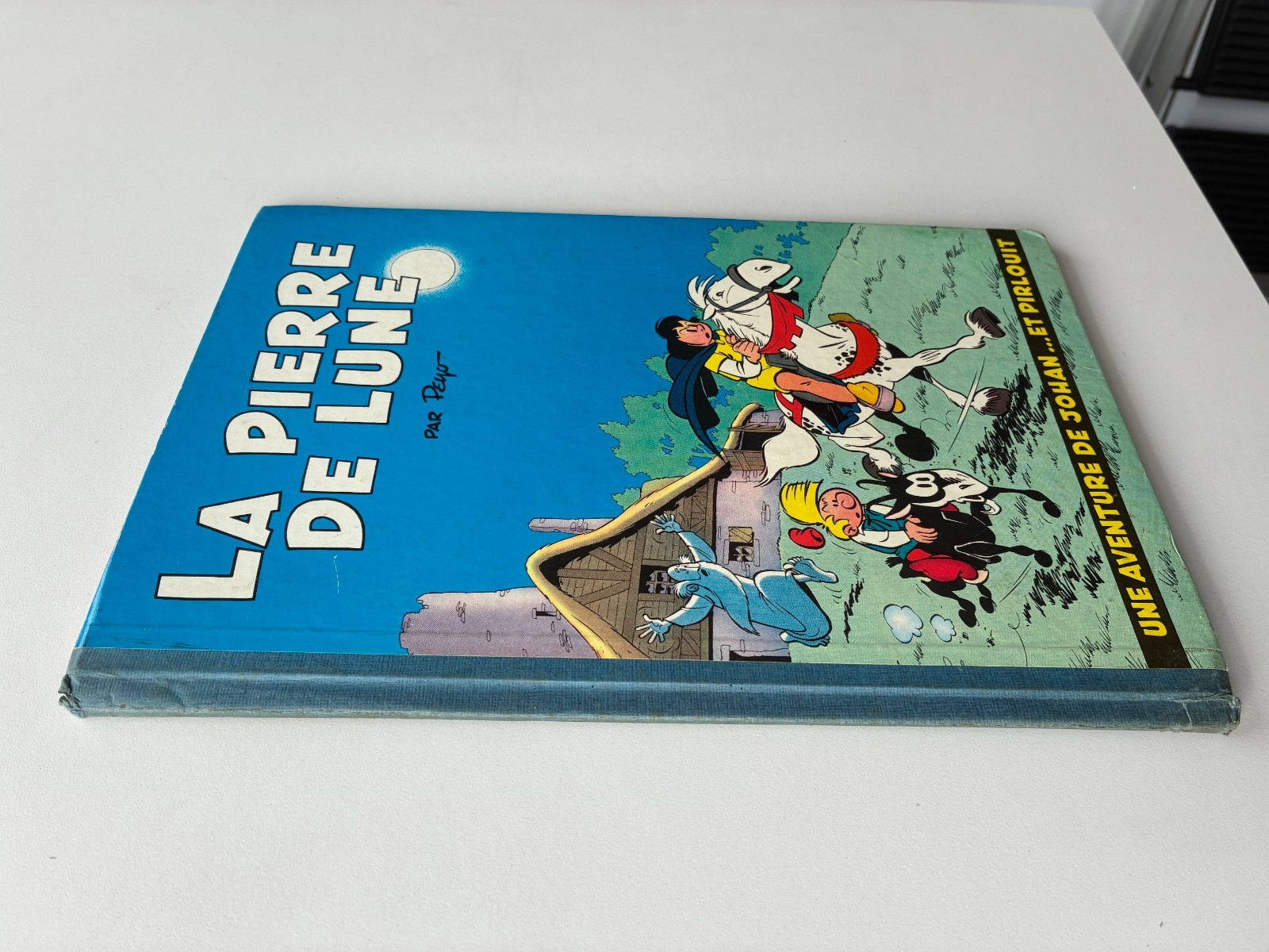 Johan et Pirlouit  PEYO  La pierre de lune  EO fr 1956 TBE dos bleu pétrole RARE