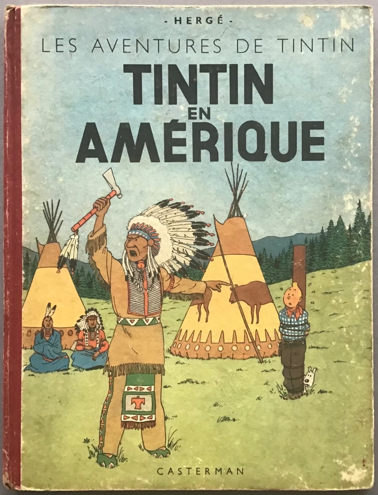TINTIN en Amérique 4ème plat B1 EO couleurs 1945 État correct