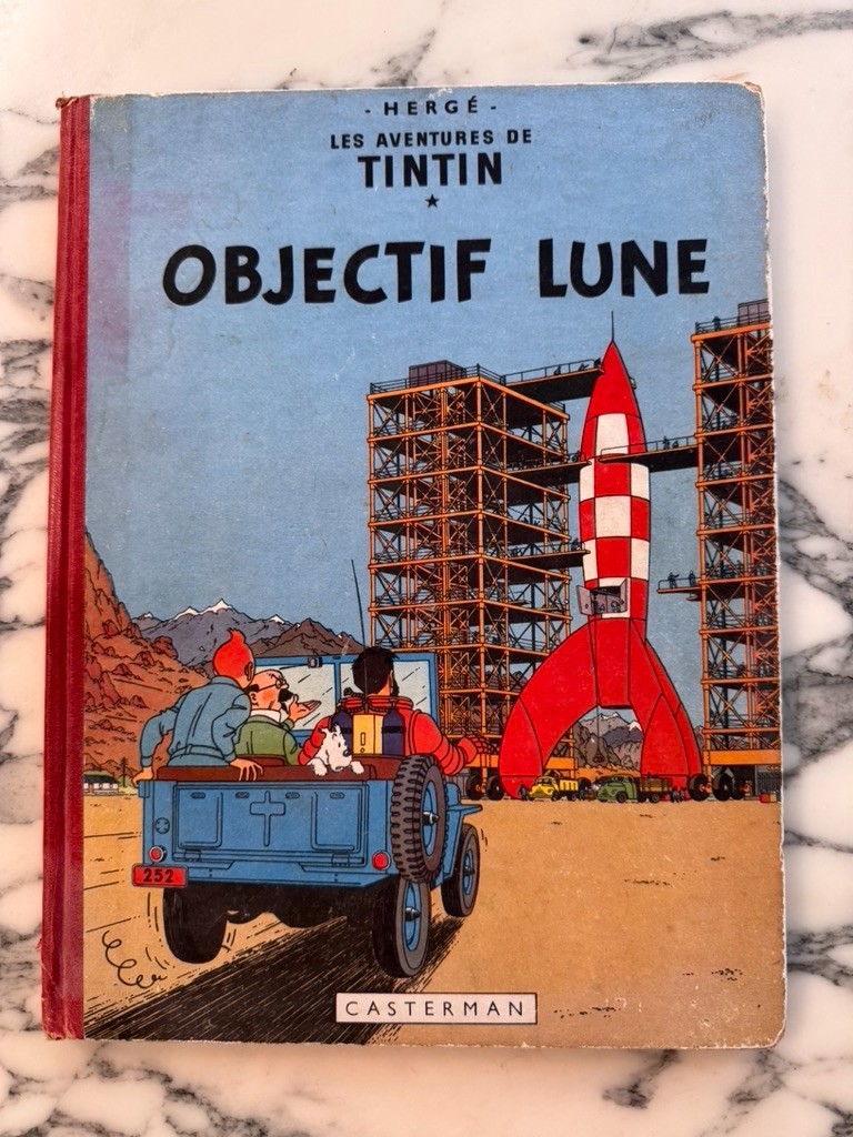 TINTIN OBJECTIF LUNE EO COULEURS 1953 - B8 - TRANCHE ROUGE - BE