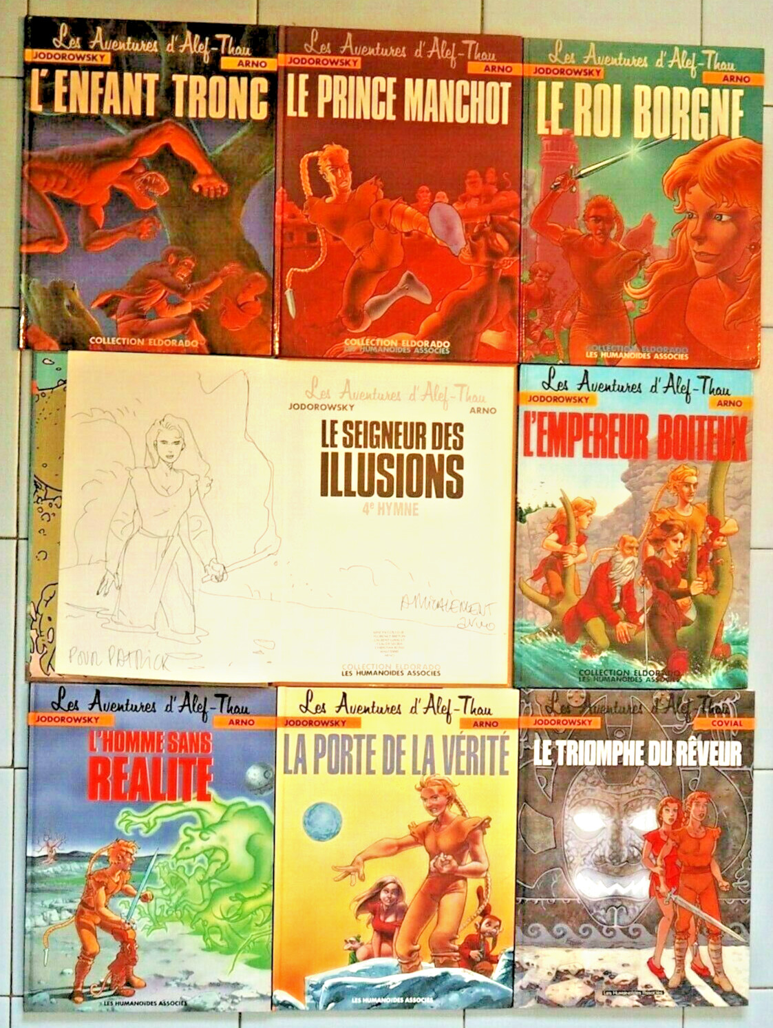 LES AVENTURES D'ALEF-THAU 1 A 8 EO AVEC DEDICACE D’ARNO (T4) +  JEU DE ROLE. 