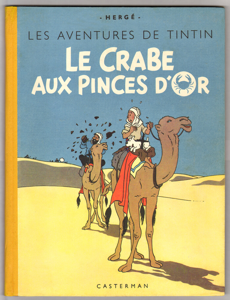 VENTE Hergé Lot 264 Tintin Le Crabe aux Pinces d'Or EO couleur dos jaune 1944 