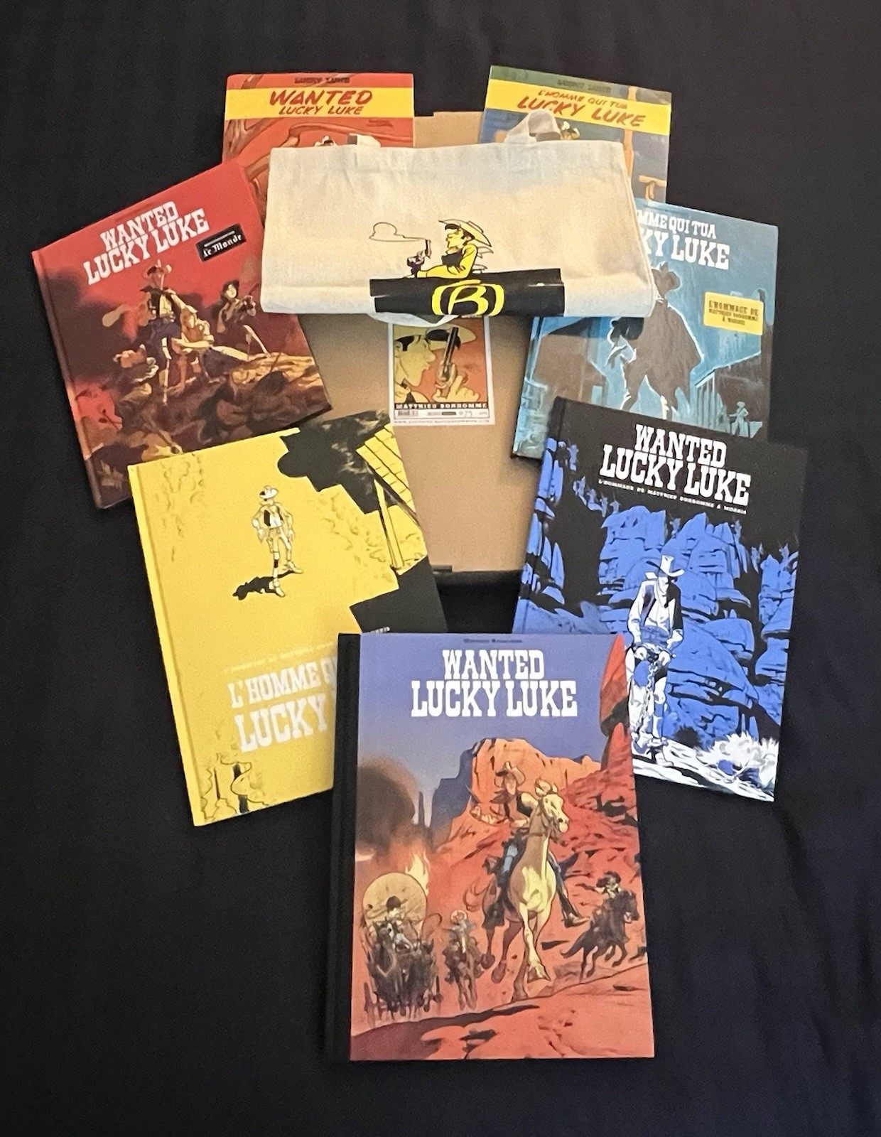 Lucky Luke Matthieu Bonhomme tirage de tête EO dédicace 8 Albums + 1 Sac