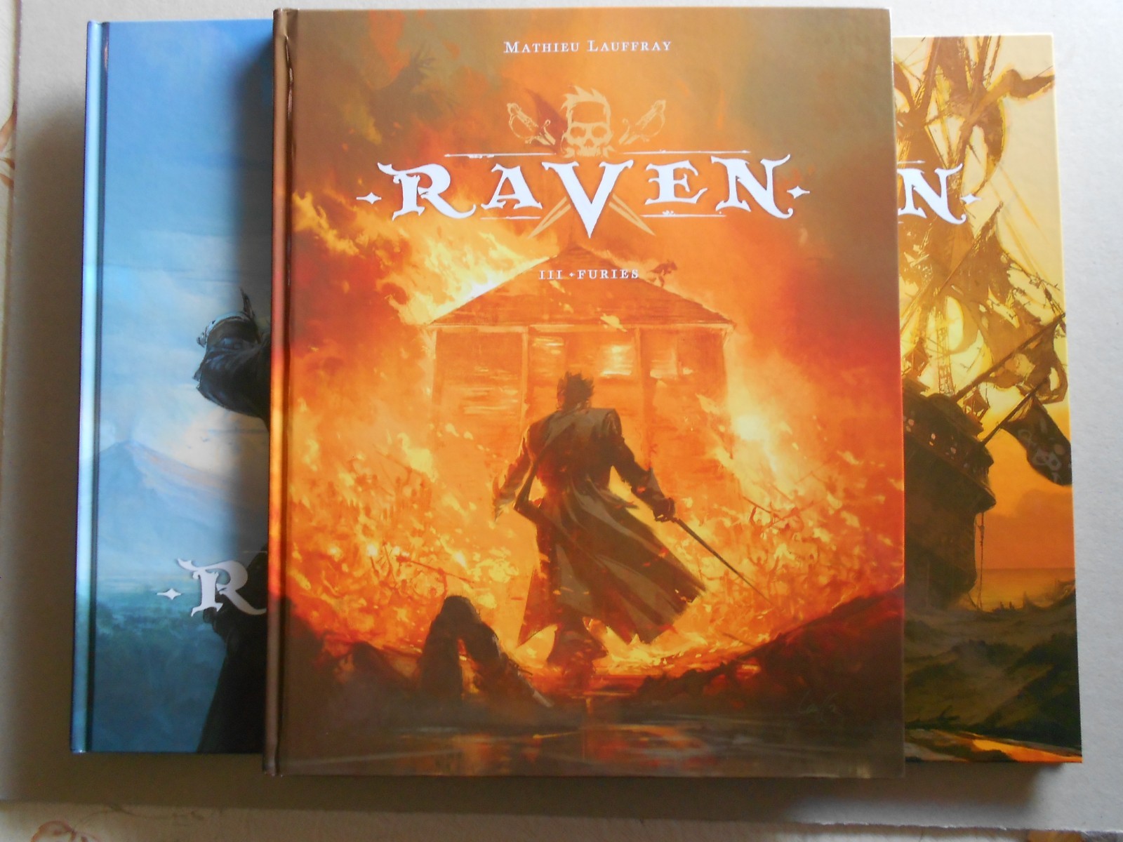 LOT Série Complète Grand format EO RAVEN t1 t2 t3 ( LAUFFRAY ) avec 3 ex-libris