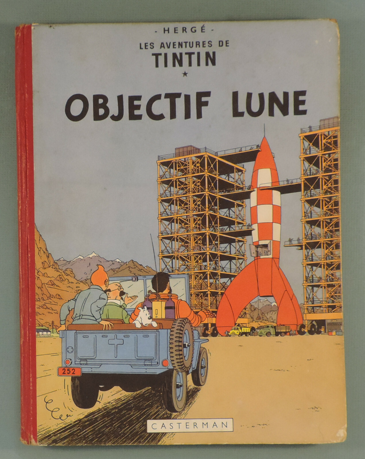Tintin 16 Objectif Lune Herge dos B8 EO de 1953 Casterman bon etat