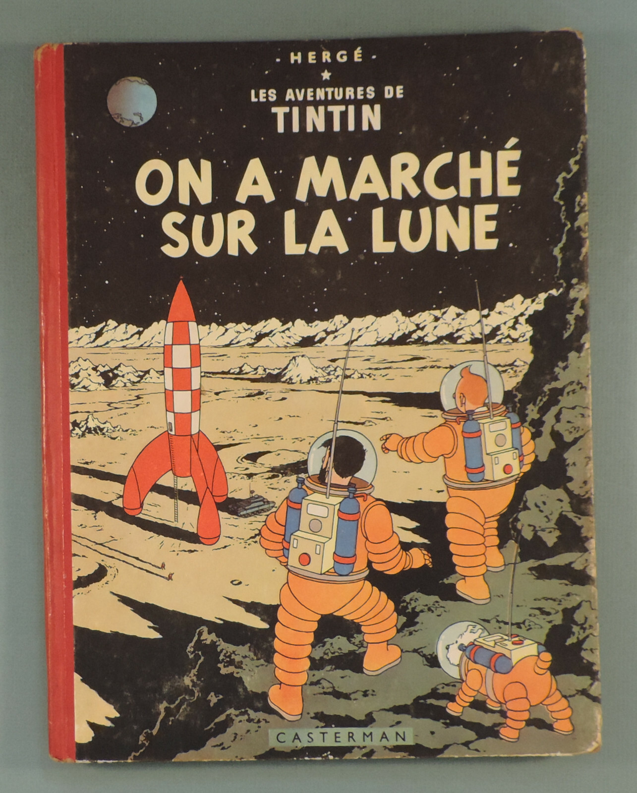 Tintin 17 On a marche sur la Lune Herge dos B11 EO de 1954 Casterman bon etat