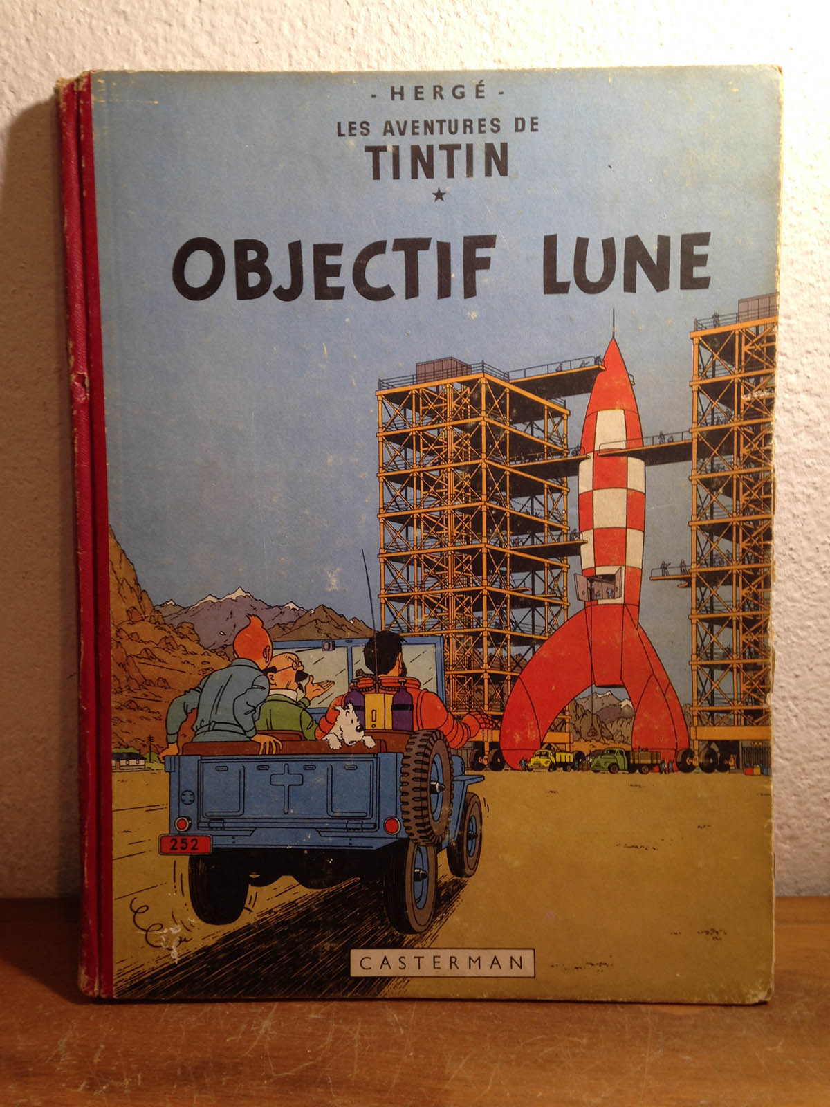 Ancien TINTIN Dos Toilé  OBJECTIF LUNE  EO BELGE  B8-1953