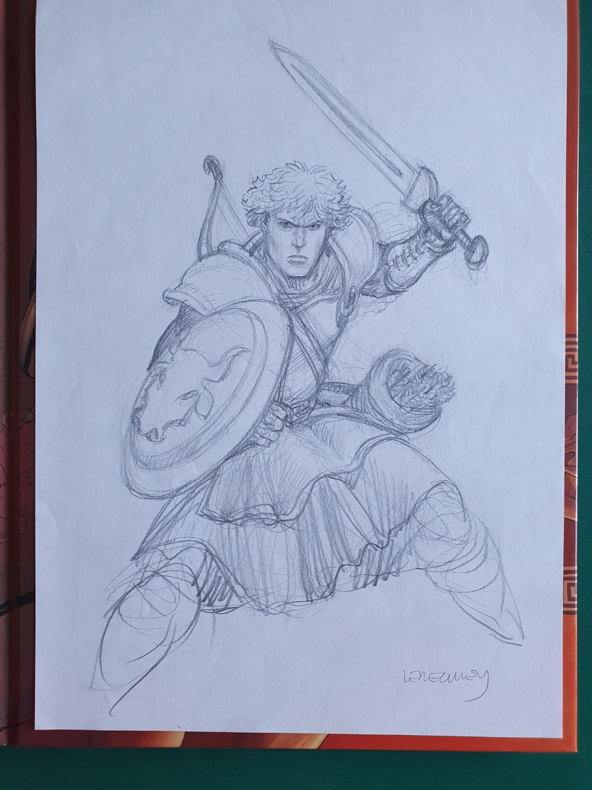 Golias 1 le roi perdu EO avec un desssin original sur feuille de Lereculey