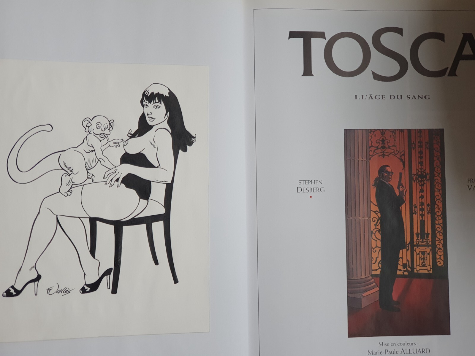 TOSCA Tome 1 L'âge Du Sang EO avec un dessin de Vallée non nominatif collé