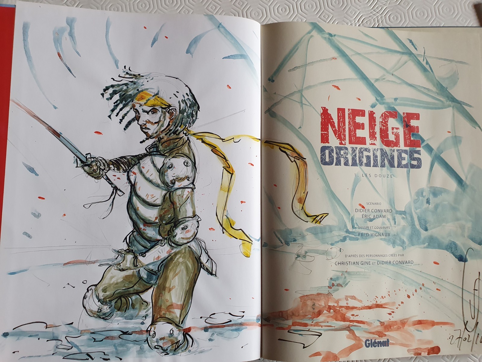 Neige origines T1 Les Douze EO avec une dédicace non nominative de  Fred Vignaux