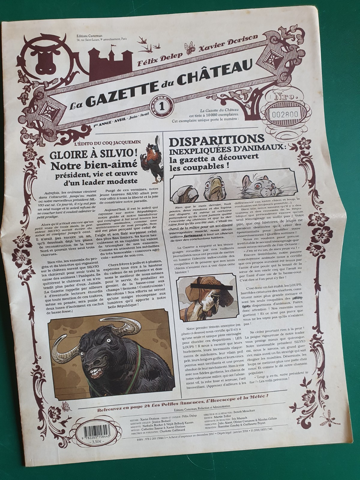 La gazette du chateau n°1  EO n°2800  Dorison Delep