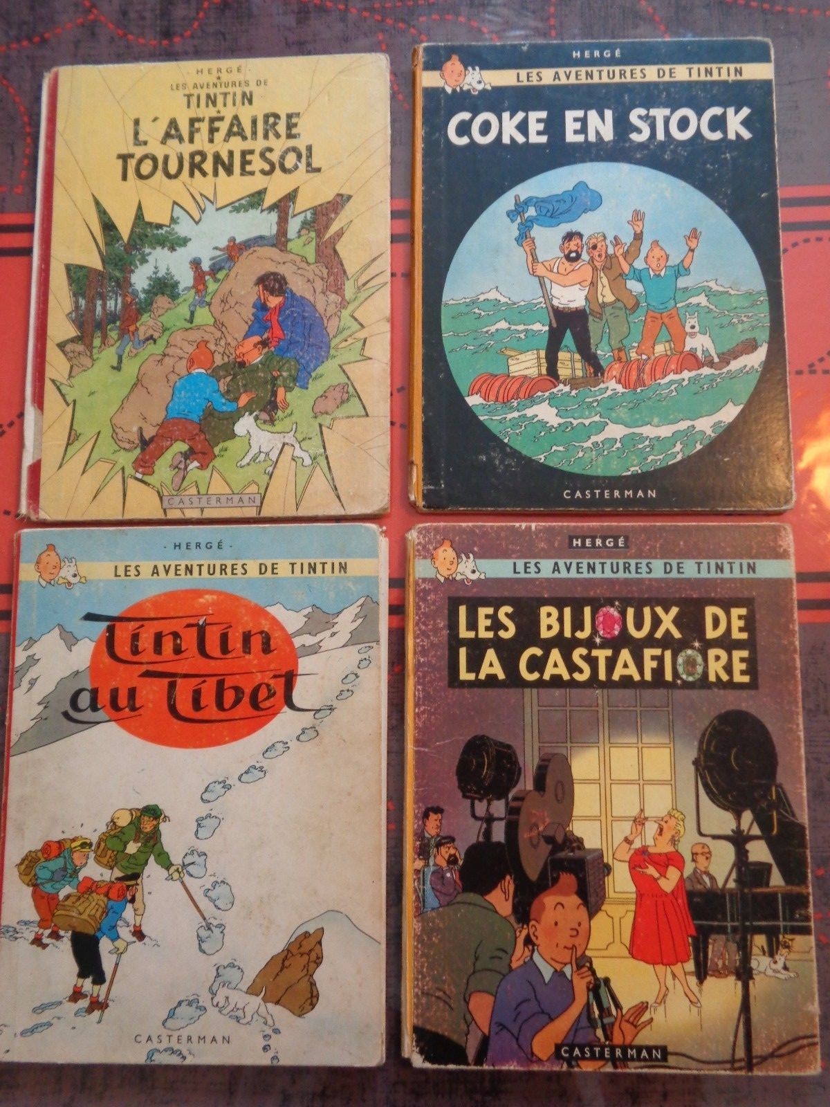 Lot de 4 TINTIN en EO : Affaire Tournesol, Coke en Stock, Au Tibet, Bijoux de...