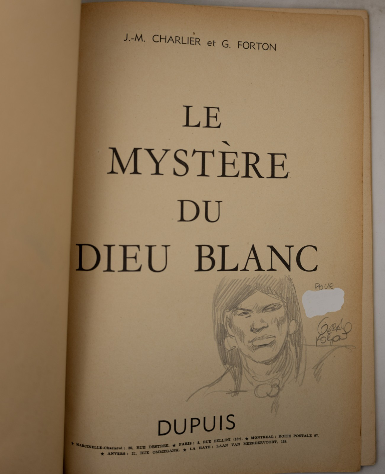 EO 1957 dédicacée LE MYSTERE DU DIEU BLANC - série Kim Devil par Forton