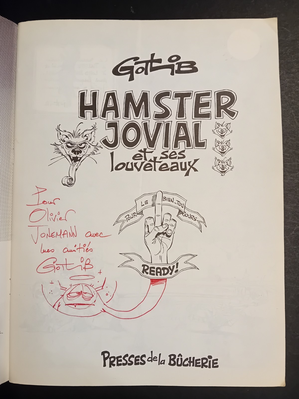Gotlib Dédicace Hamster Jovial EO 1974 TBE