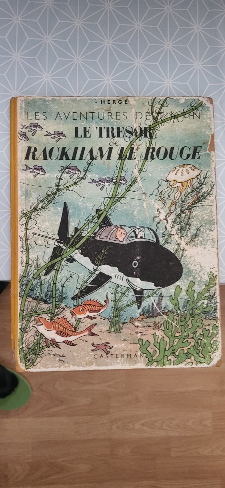 BD TINTIN LE TRESOR DE RACKHMAN LE ROUGE - EO - 1945 - DOS JAUNE - 4EME PLAT A24