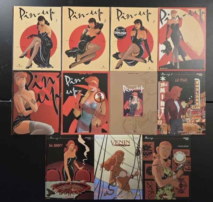 Lot de 11 BD de la série Pin-up de Berthet et Yann, EO