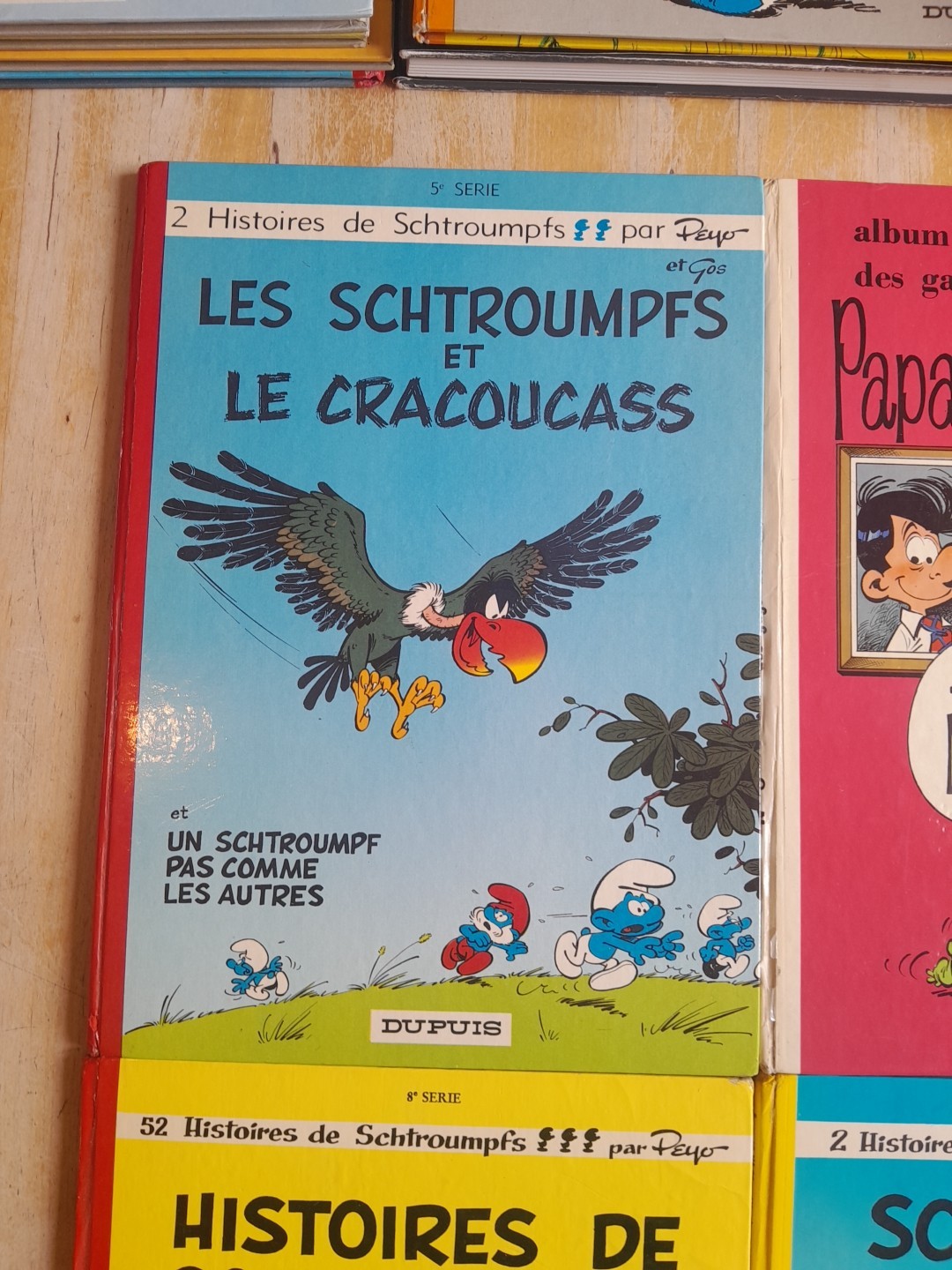 LOT DE 4 DOS ROND/SCHTROUMPFS N°5 7 9 EN EO+N°8 BOULE ET BILL EN REED 1974 /TBE