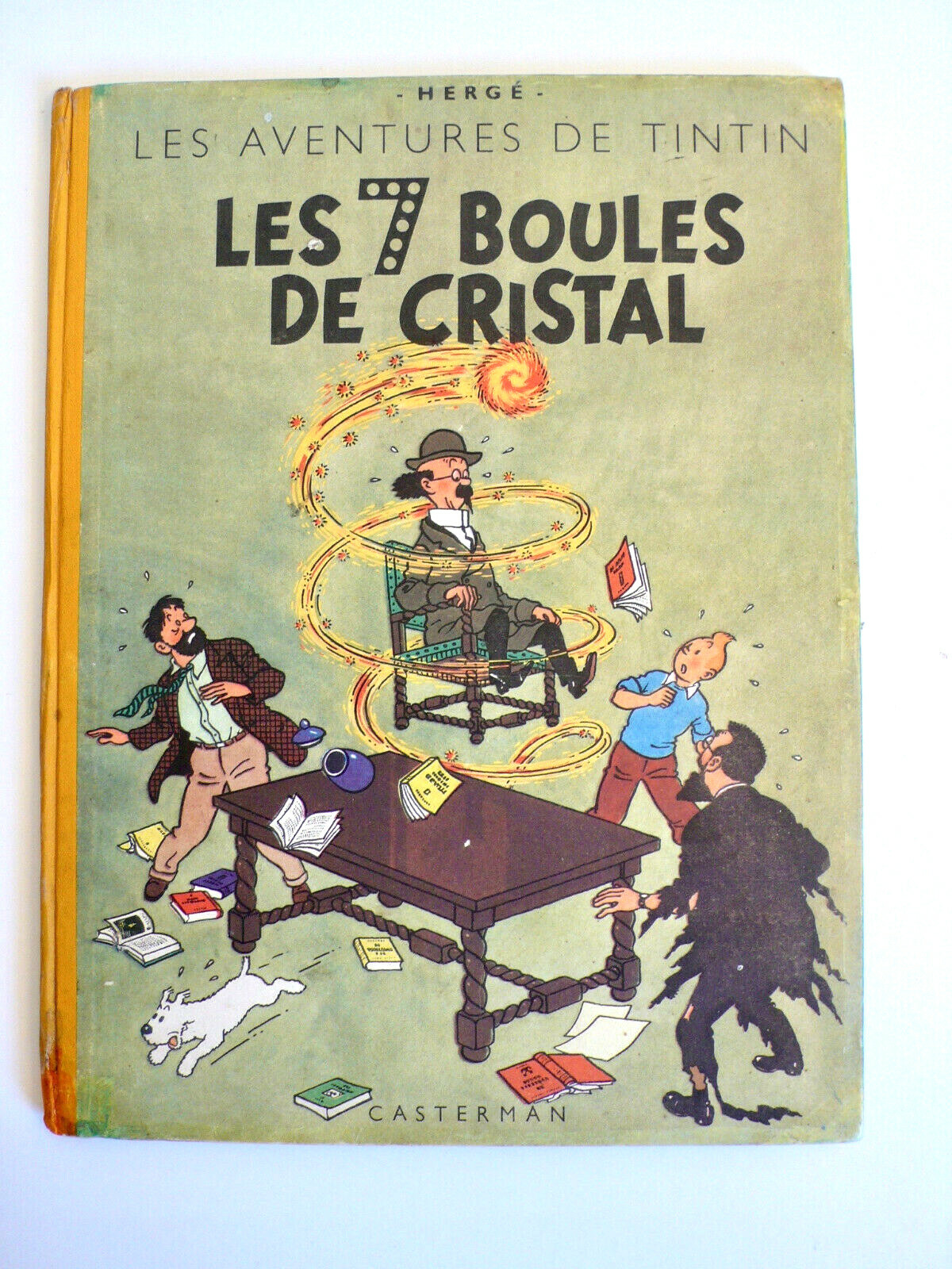 TINTIN  LES 7 BOULES DE CRISTAL  DOS B 2  EO 1948   TITRE EN BLEU  BON ÉTAT 