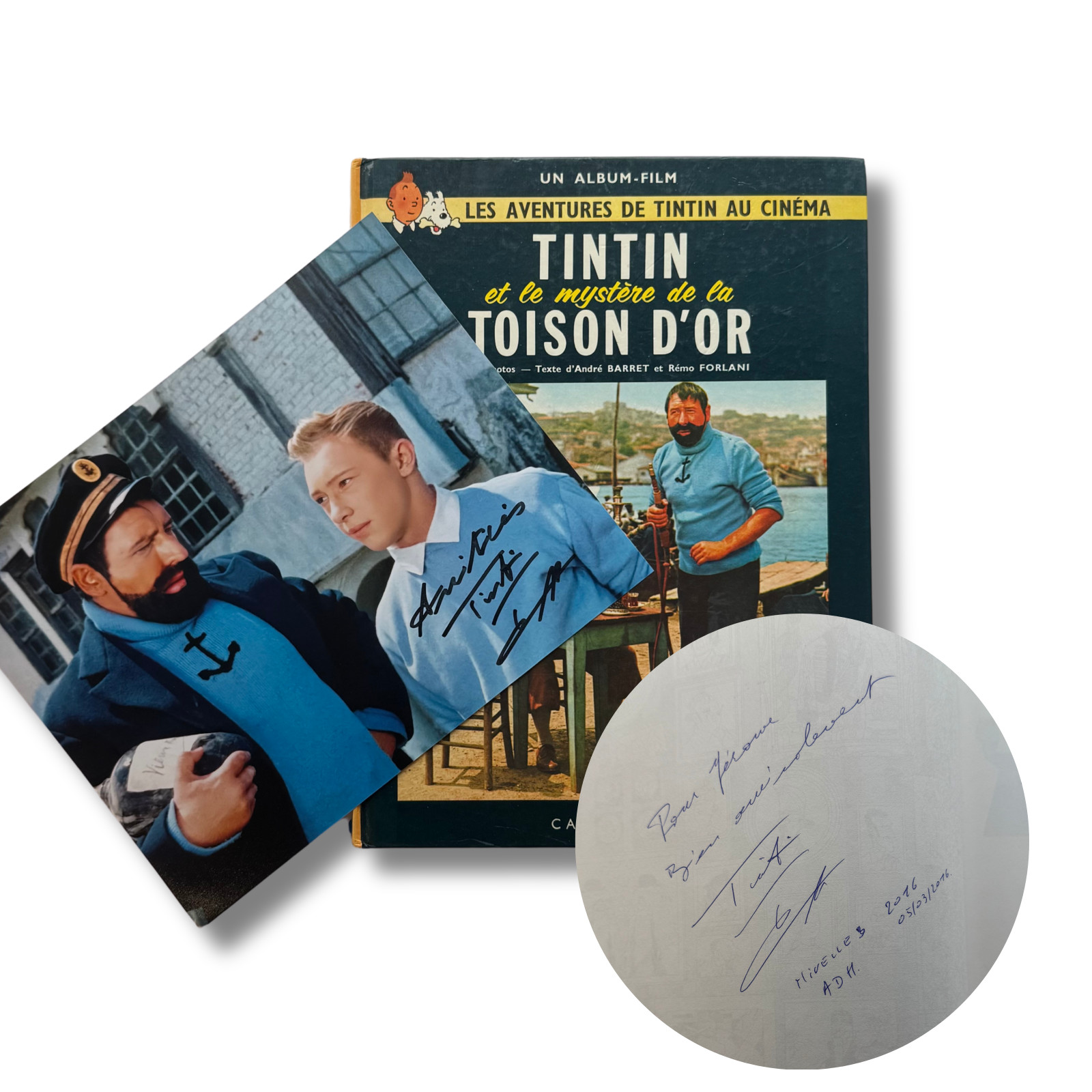 Tintin & le Mystère de la Toison d'Or, Dédicace de Talbot + photo signée EO 1962