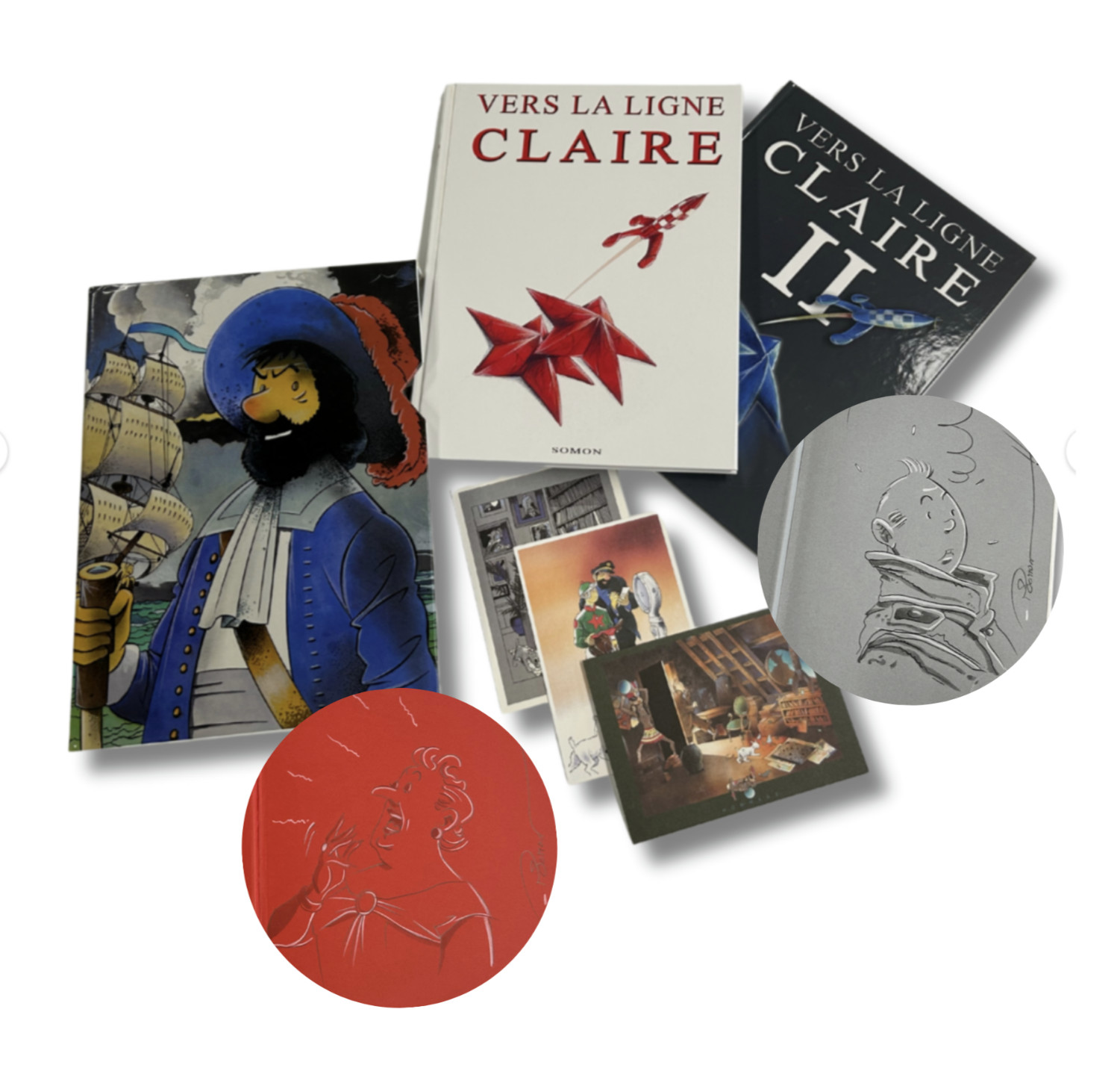 Coffret Tintin, La Ligne Claire - 2x Dédicace de Pascal Somon avec ex libris, EO