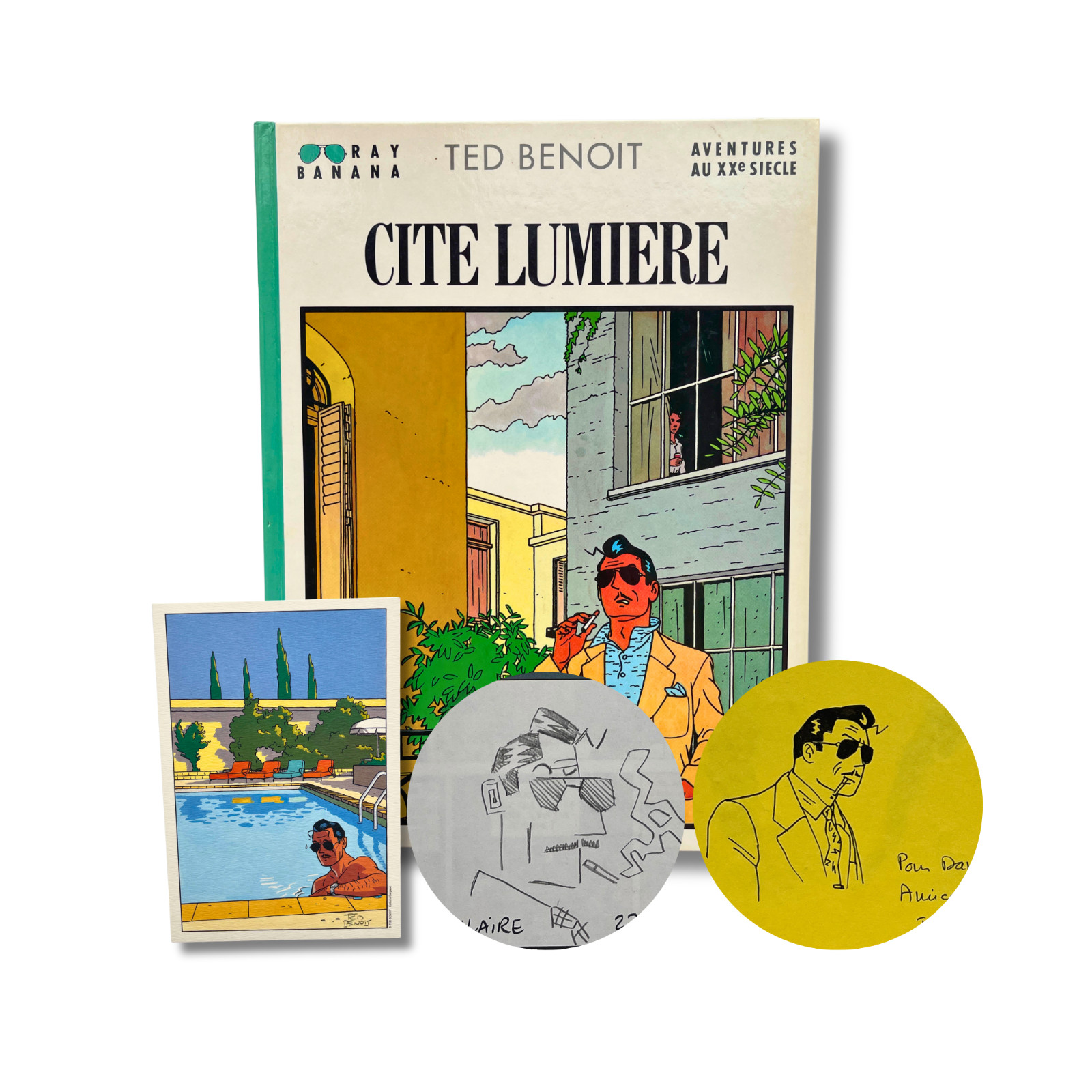 Cite Lumiere, 2 dédicaces signée par Ted Benoit avec ex-libris  — EO 1986