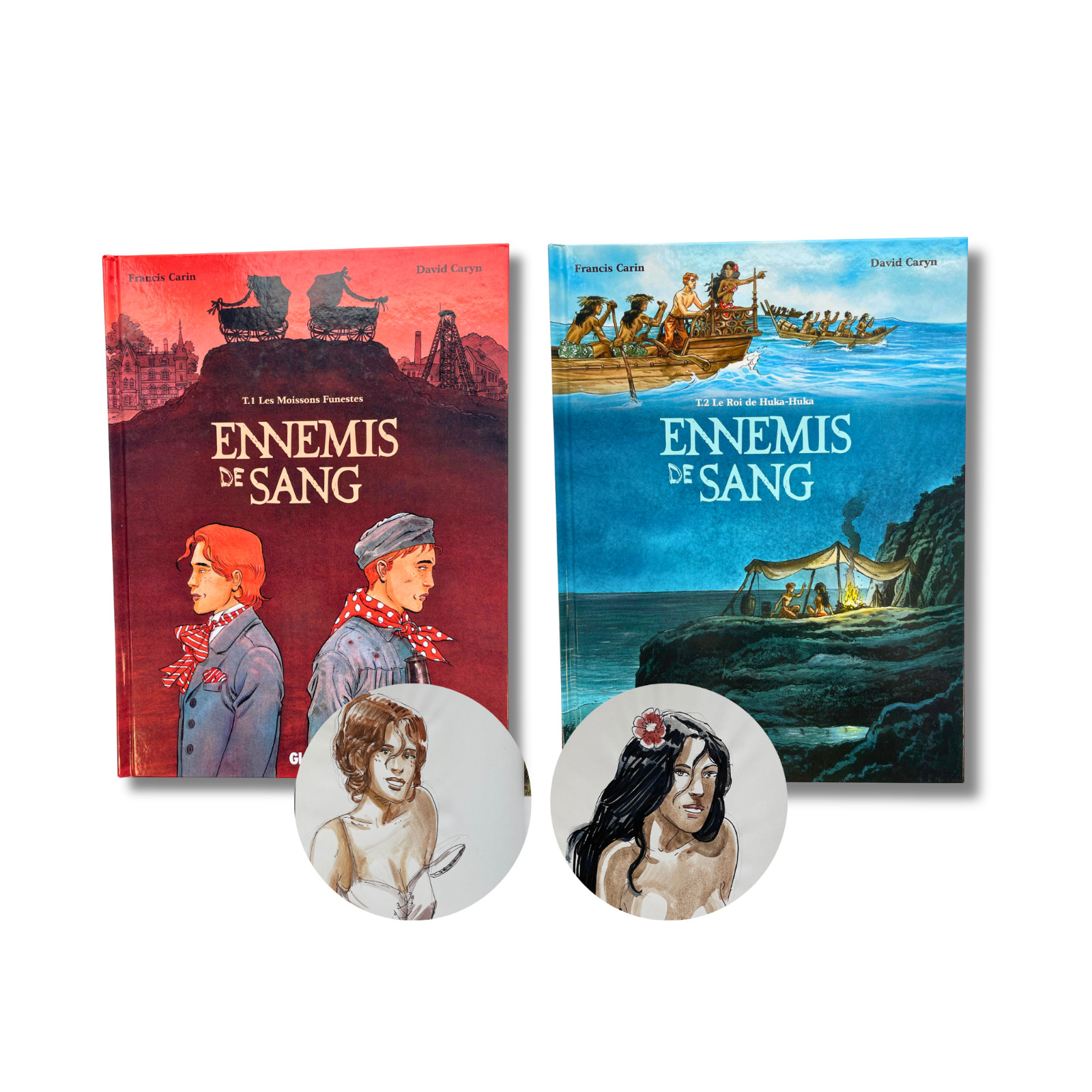 Ennemis de sang T1 et T2, deux dédicaces couleur signées par David Caryn - EO