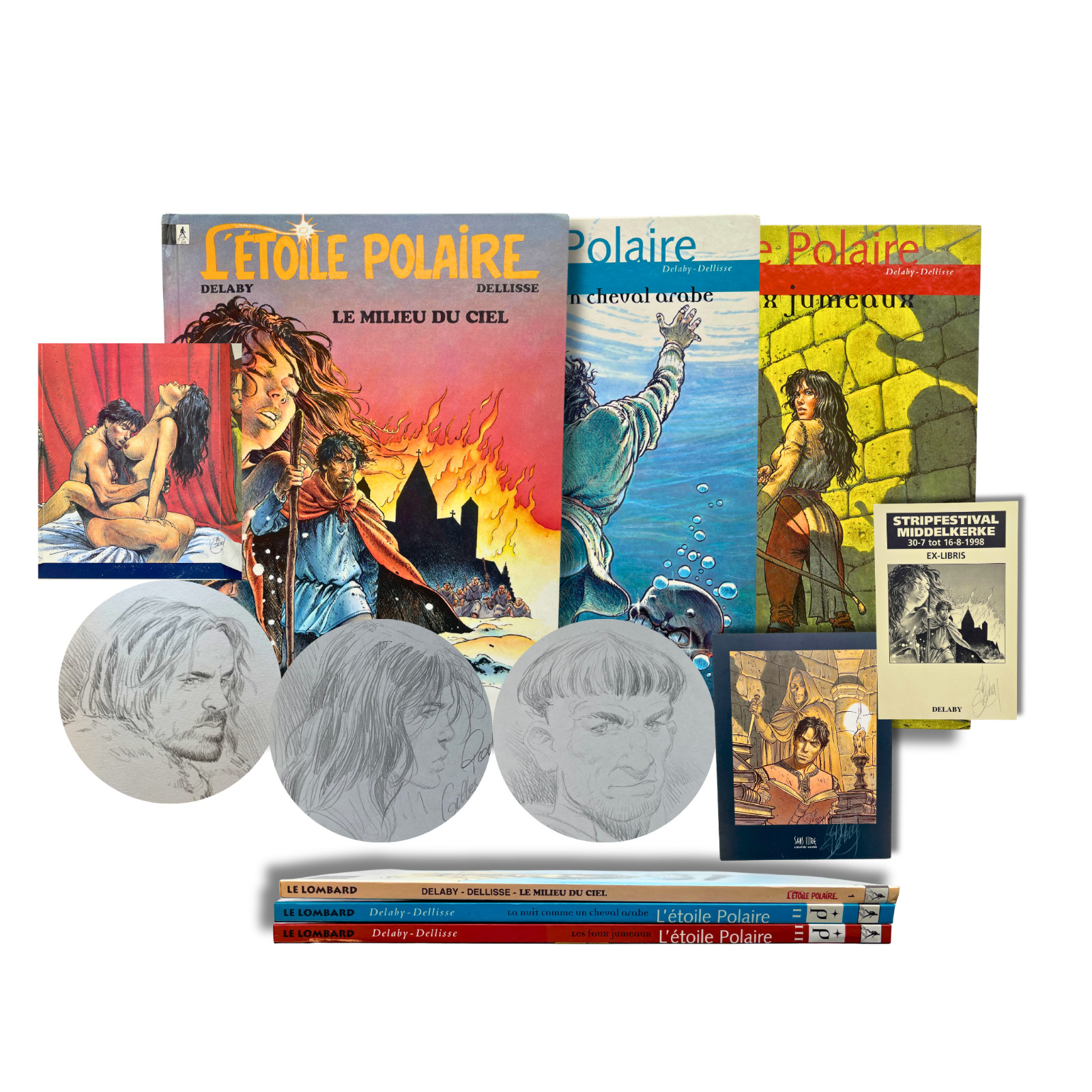 L’Étoile polaire–T1, T2, T3 – 3 dédicaces signées par Delaby + 3 ex-libris - EO