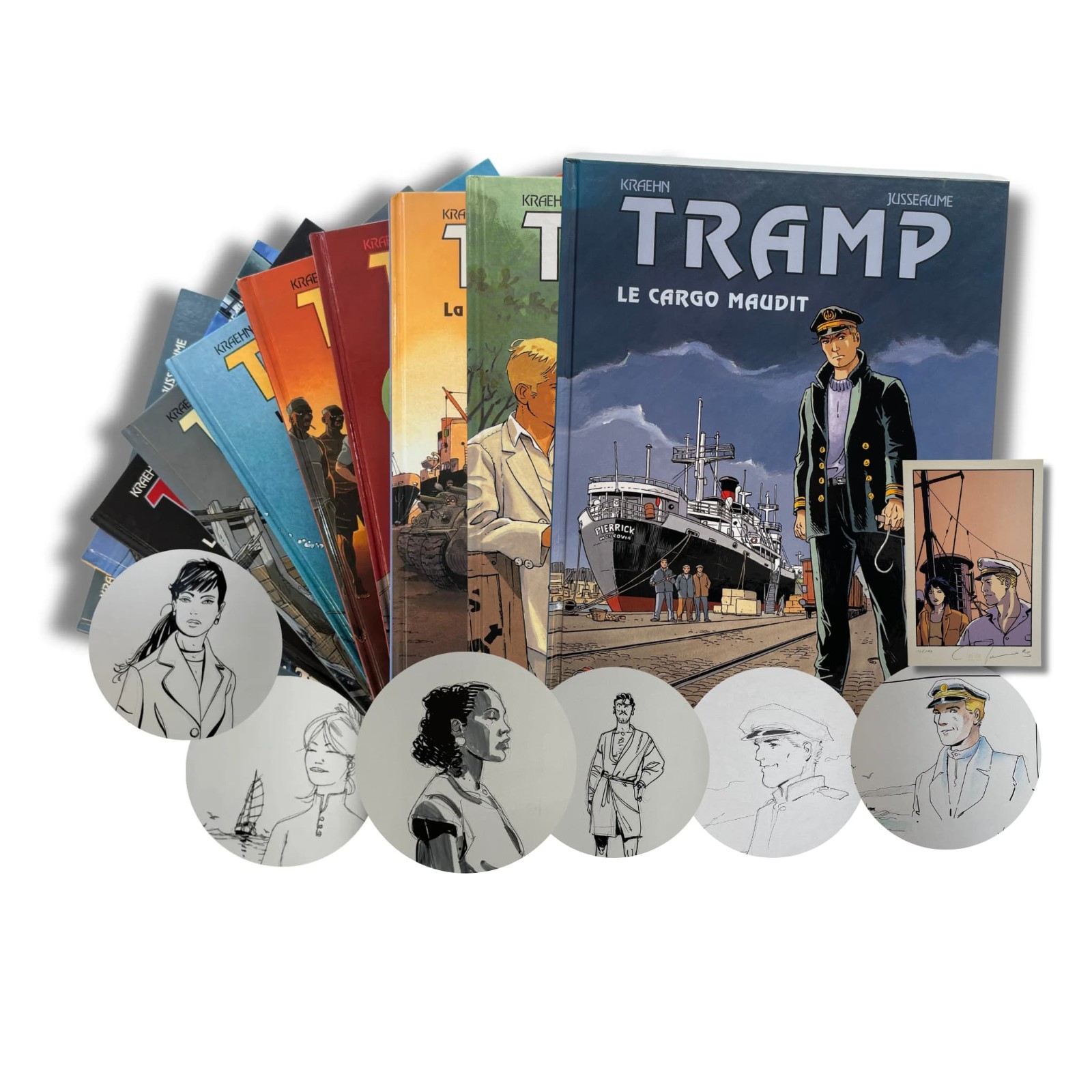 Tramp–n° 1 à 10– 10 dédicaces signées par Kraehn et Jusseaume avec ex-libris- EO