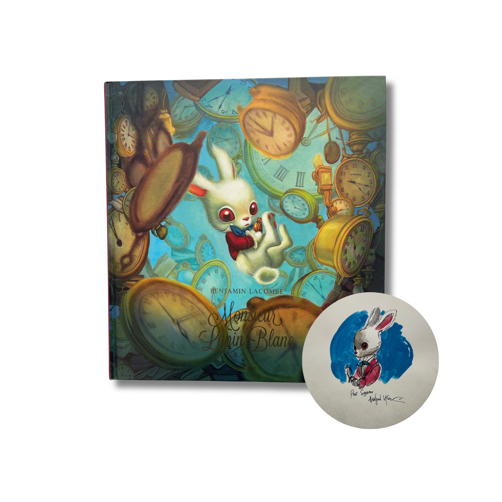 Monsieur Le Lapin Blanc, dédicace en couleur, signée par Banjamin Lacombe  — EO