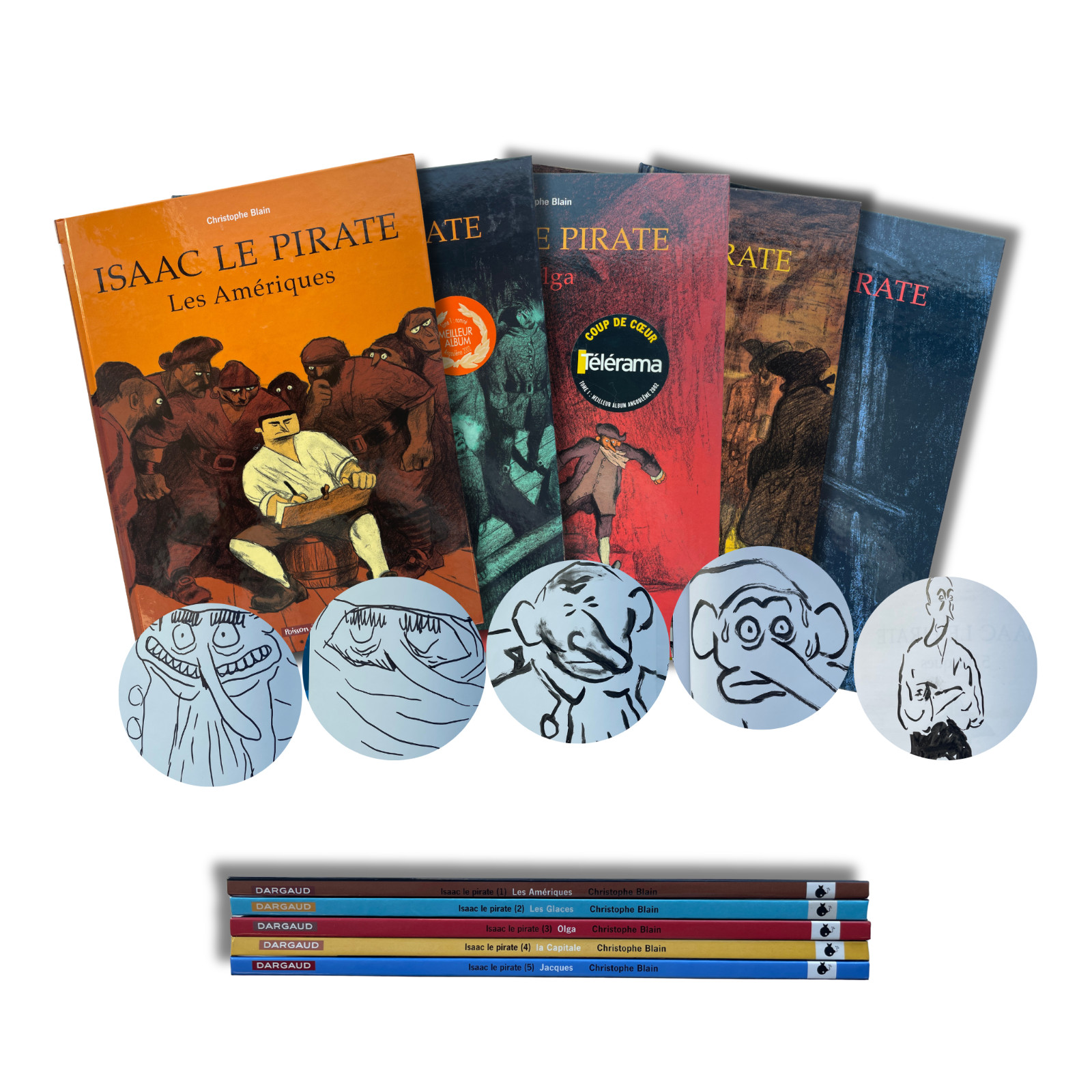 Intégrale Isaac le Pirate – T.1 à T.5, avec cinq dédicaces, signées par Blain-EO