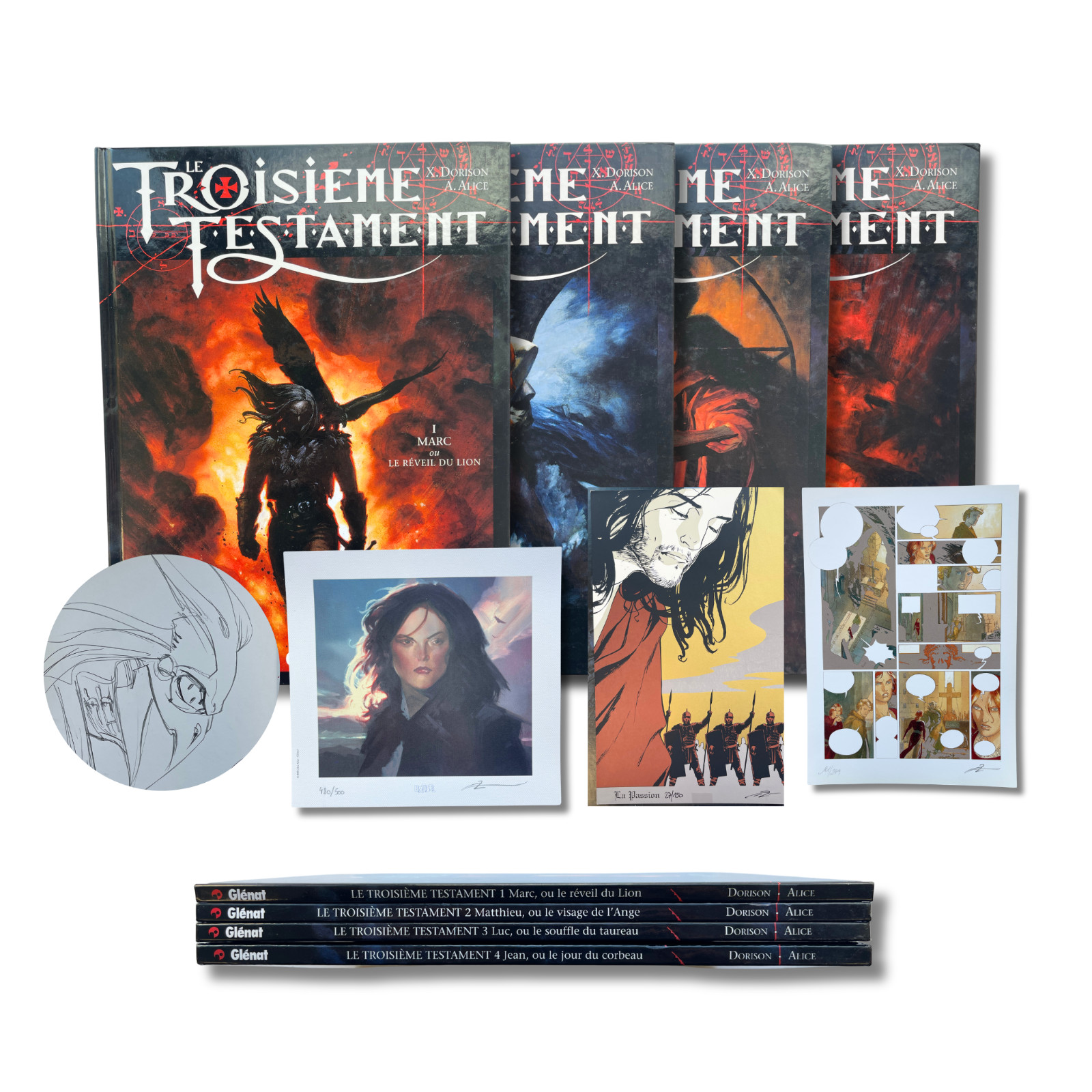 Intégrale Le Troisième Testament–T1 à 4, dédicace,par Alex Alice, ex-libris - EO