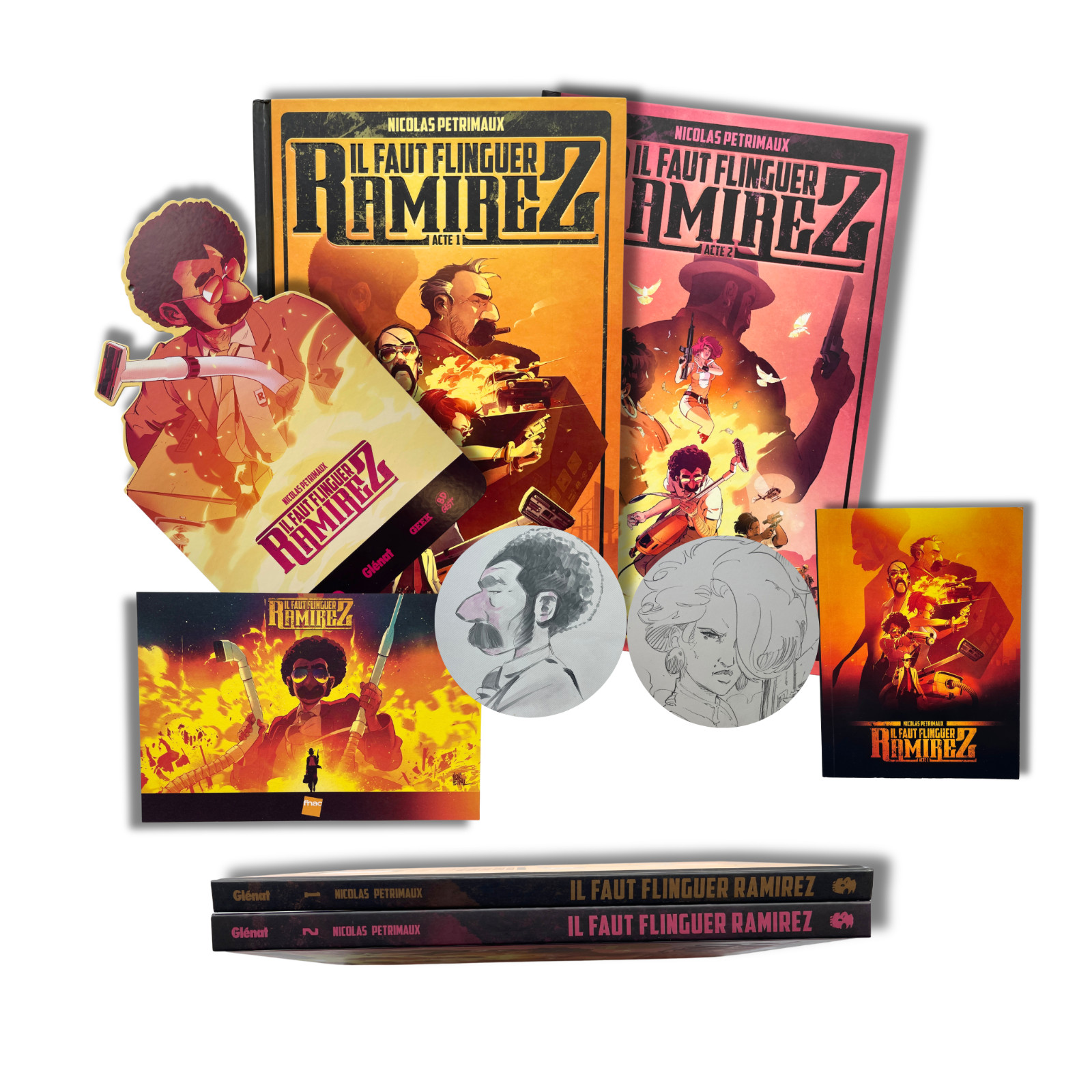 Il faut flinguer Ramirez Acte 1, 2, deux dédicace de Petrimaux, ex-libris - EO