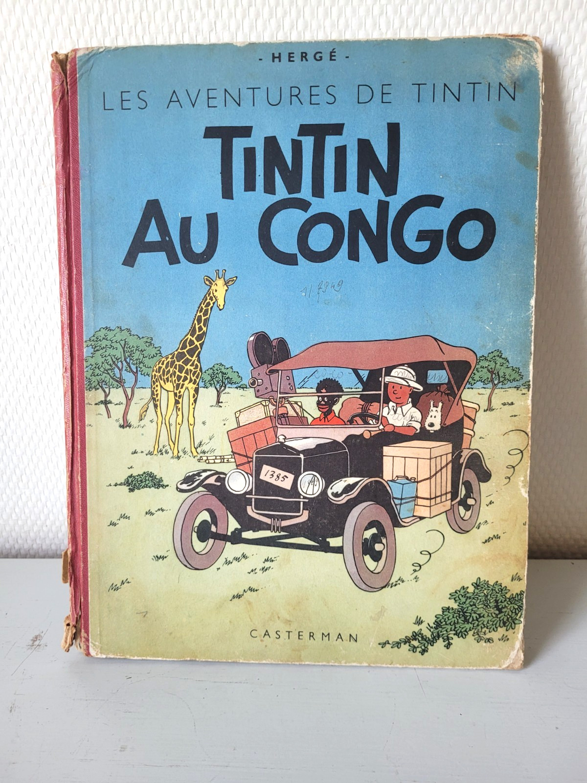 Rare Album BD TINTIN AU CONGO Couleur 1947 Casterman B2 Dos rouge Herge EO